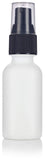 White Glass Boston Round Treatment Pump Bottle with Black Top - 1 oz / 30 ml