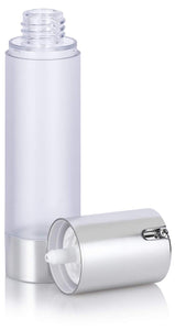 Frosted Silver Plastic Airless Pump Bottle - 1.7 oz / 50 ml