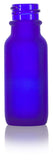 Frosted Cobalt Blue Glass Boston Round Dropper Bottle with White Top - .5 oz / 15 ml