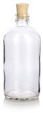 Clear Glass Boston Round Cork Bottle with Natural Stopper - 8 oz / 250 ml