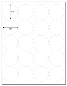 Waterproof CLEAR GLOSS 2 Inch Diameter Round Labels for Laser Printers with Downloadable Template and Printing Instructions, 5 Sheets, 100 Labels (JC2)