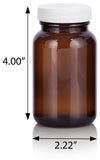 Amber Glass Packer Bottle with White Ribbed Lid - 5 oz / 150 ml