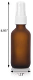 Frosted Amber Glass Boston Round Fine Mist Spray Bottle with White Sprayer - 2 oz / 60 ml