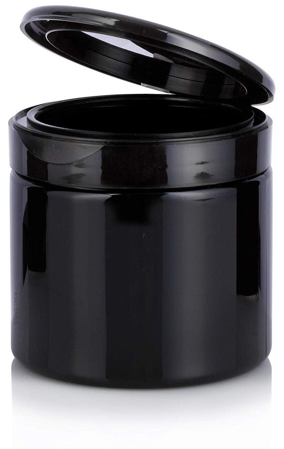 Plastic Jar in Black with Black Flip Top Cap - 16 oz / 480 ml