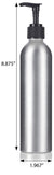 Silver Metal Aluminum Bottle with Black Lotion Pump - 8 oz / 250 ml