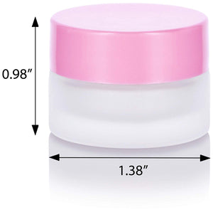 Glass Balm Jar in Frosted Clear with Pink Foam Lined Lid -  .20 oz / 5 ml