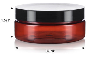 Plastic Extra Low Profile Jar in Amber with Black Foam Lined Lid - 4 oz / 120 ml