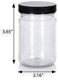 Clear Plastic Spice Bottle with Black Ribbed Lid - 6 oz / 180 ml
