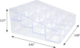 Clear Plastic 16 Compartment Storage Case Organizer for Lipticks, Makeup, and Cosmetics