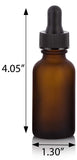 Frosted Amber Glass Boston Round Dropper Bottle with Black Top - 1 oz / 30 ml