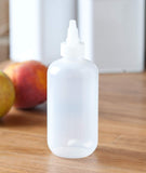 Clear LDPE Plastic Squeeze Cylinder Bottle with Natural Clear Twist Cap - 8 oz / 250 ml