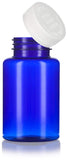 Cobalt Blue Plastic Wide Mouth Packer Bottle with Child Resistant White Push and Turn Lid - 8 oz / 250 ml