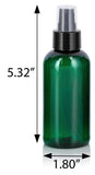 4 oz Green Plastic Boston Round Bottle with Black Treatment Pump (12 Pack)