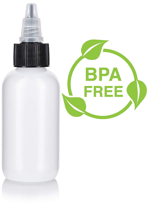 Natural Clear Plastic Squeeze LDPE Bottle with Black Twist Top Spout - 2 oz / 60 ml