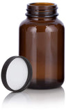 Amber Glass Packer Bottle with Black Ribbed Lid - 4 oz / 120 ml