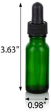 Green Glass Boston Round Dropper Bottle with Black Top - .5 oz / 15 ml