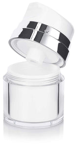 Refillable Airless Pump Jar in White and Silver - .5 oz / 15 ml