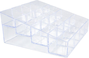 Clear Plastic 16 Compartment Storage Case Organizer for Lipticks, Makeup, and Cosmetics