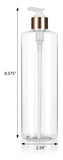 Clear Plastic Professional Cylinder Bottle with Gold Lotion Pump - 16 oz / 500 ml
