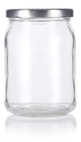 Glass Wide Mouth Candle Jar in Clear with Silver Metal Plastisol Lid - 13 oz / 380 ml