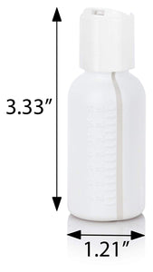 White HDPE Plastic Boston Round Bottle with White Disc Cap - 1 oz / 30 ml
