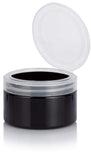 Plastic Low Profile Jar in Black with Natural Clear Flip Top Cap - 4 oz / 120 ml