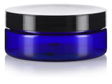 Plastic Extra Low Profile Jar in Cobalt Blue with Black Foam Lined Lid - 4 oz / 120 ml