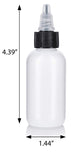 Natural Clear Plastic Squeeze LDPE Bottle with Black Twist Top Spout - 2 oz / 60 ml