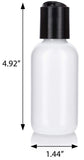 Natural Clear Plastic Squeeze LDPE Bottle with Black Disc Cap - 2 oz / 60 ml