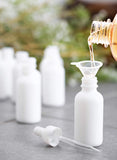 Opal White Glass Boston Round Dropper Bottle with White Top - 1 oz / 30 ml