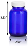 Cobalt Blue Glass Packer Bottle with White Ribbed Lid - 4 oz / 120 ml