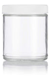Glass Jar in Clear with White Ribbed Foam Lined Lid - 6 oz / 180 ml - JUVITUS