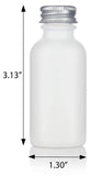 White Glass Boston Round Screw Bottle with Silver Metal Cap - 1 oz / 30 ml