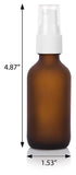 Frosted Amber Glass Boston Round Treatment Pump Bottle with White Top - 2 oz / 60 ml