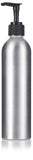 Silver Metal Aluminum Bottle with Black Lotion Pump - 8 oz / 250 ml