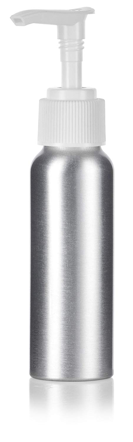 Silver Metal Aluminum Bottle with White Lotion Pump - 2.7 oz / 80 ml