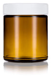 Glass Jar in Amber with White Ribbed Lid - 9 oz / 270 ml - JUVITUS