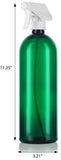 Green Plastic Slim Cosmo Trigger Spray Bottle with White Sprayer - 32 oz / 950 ml