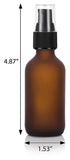 Frosted Amber Glass Boston Round Treatment Pump Bottle with Black Top - 2 oz / 60 ml