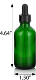 Green Glass Boston Round Dropper Bottle with Black Top - 2 oz / 60 ml