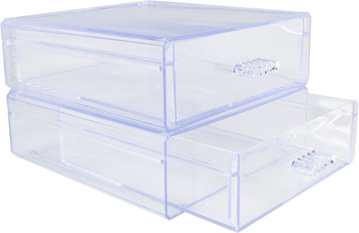 Clear Plastic Stackable Drawer Organizer for Jewelry, Makeup, and Cosmetics