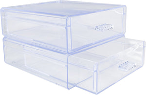 2-Pack of Clear Plastic Stackable Drawer Organizer for Jewelry, Makeup, and Cosmetics