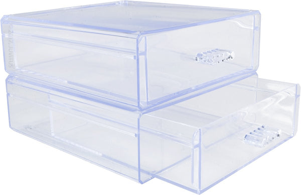 Youngever 2 Pack Stackable Makeup Organizer Drawers, 9 x 6.5 x 4“ Clear Cosmetic Storage Organizers