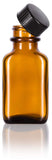 Amber Glass Rectangle Bottle with Black Phenolic Cap - 1 oz / 30 ml