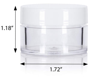 Plastic Acrylic Balm Jar in Clear with White Foam Lined Lid - .5 oz / 15 ml