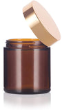 Glass Jar in Amber with Gold Metal Overshell Lid - 4 oz / 120 ml