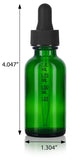 Green Glass Boston Round Dropper Bottle with Graduated Measurement Glass Black Top - 1 oz / 30 ml