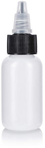 Natural Clear Plastic Squeeze LDPE Bottle with Black Twist Top Spout - 1 oz / 30 ml