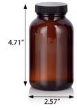 Amber Glass Packer Bottle with Black Ribbed Lid - 8 oz / 250 ml