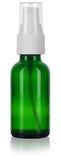 Green Glass Boston Round Treatment Pump Bottle with White Top - 1 oz / 30 ml